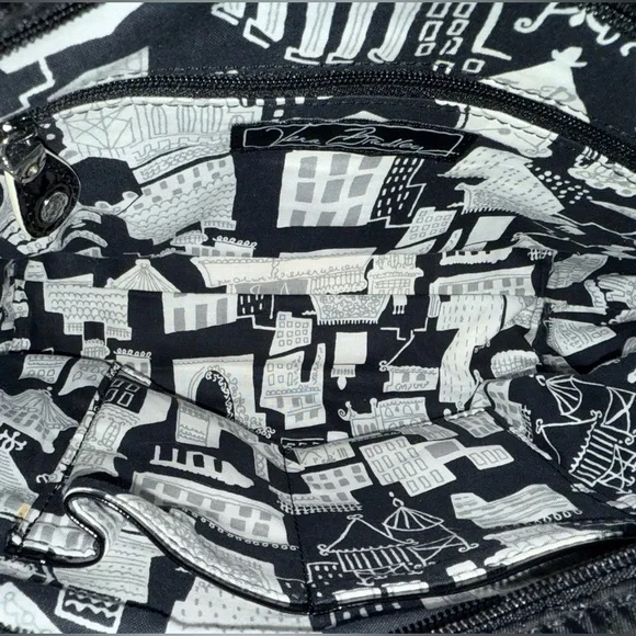 Vera Bradley Mon Cheri Black Quilted Tote Bag Purse Discontinued - Picture 9 of 15